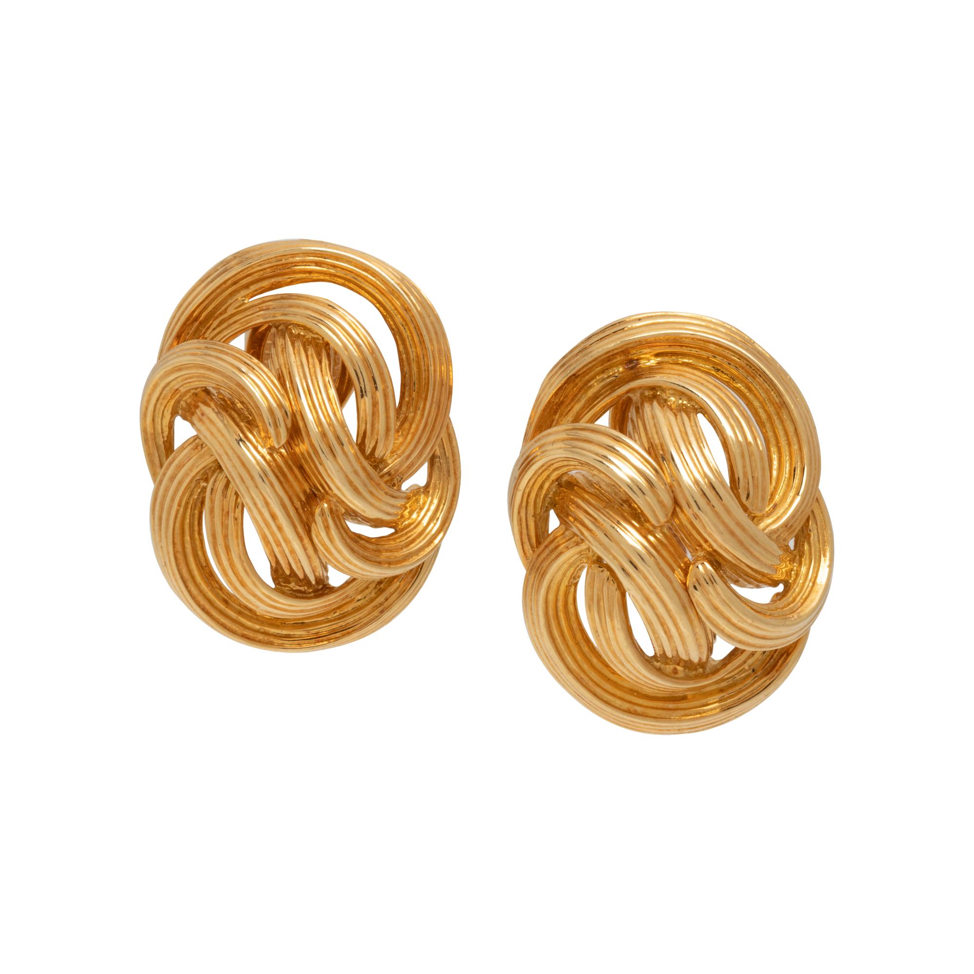 TIFFANY & CO., YELLOW GOLD KNOT EARCLIPS