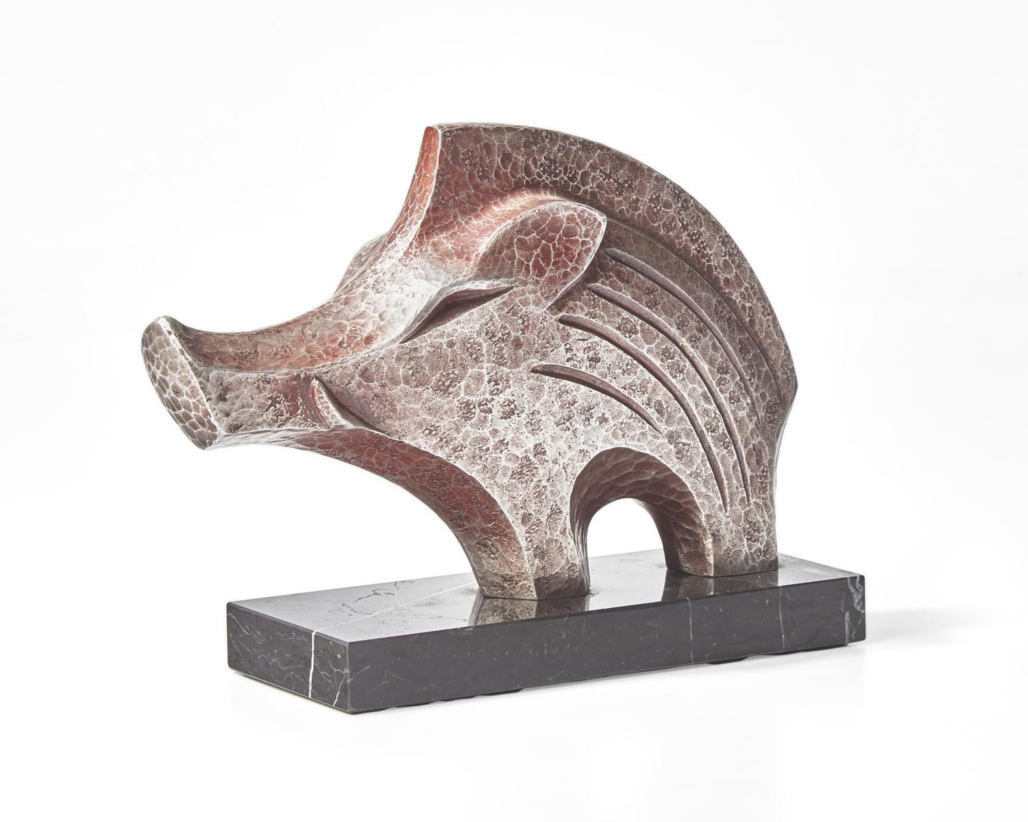 Kobayashi Shomin (Japanese, 1912-1994) - Marble Wild Boar Sculpture, 20th Century