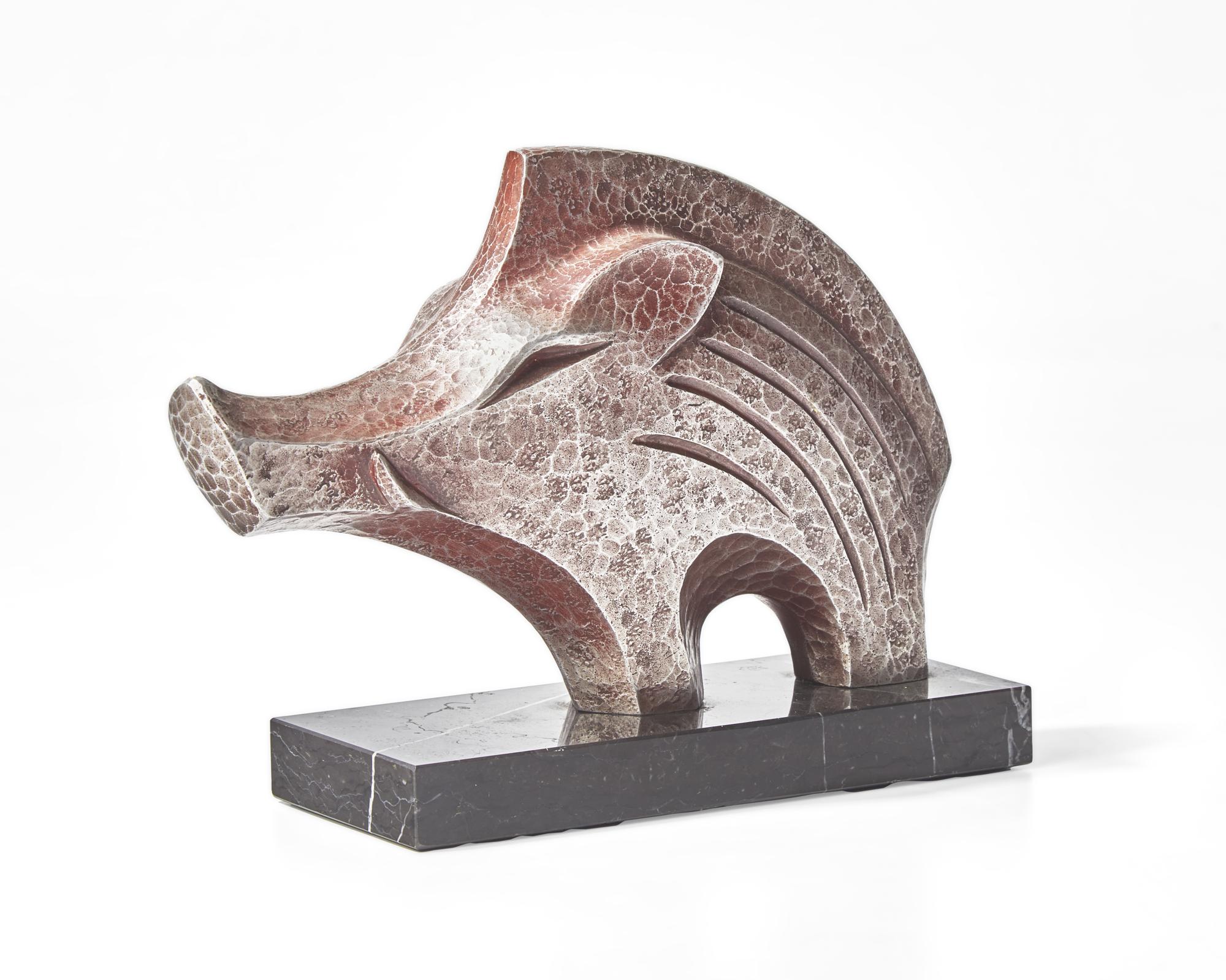 Kobayashi Shomin (Japanese, 1912-1994) - Marble Wild Boar Sculpture, 20th Century