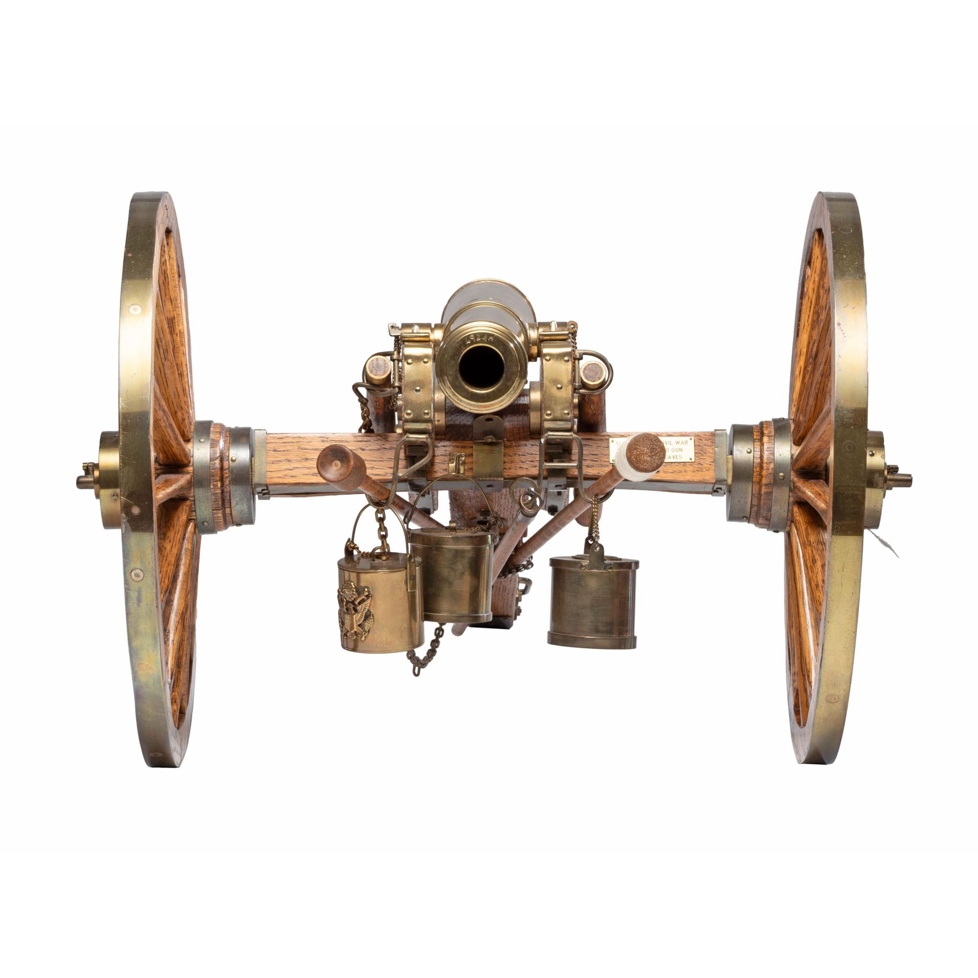 Quarter Scale Model of a Brass 6 Pound Napoleon Cannon with Carriage, Limber, Caisson & Implements by Ron Hargreaves