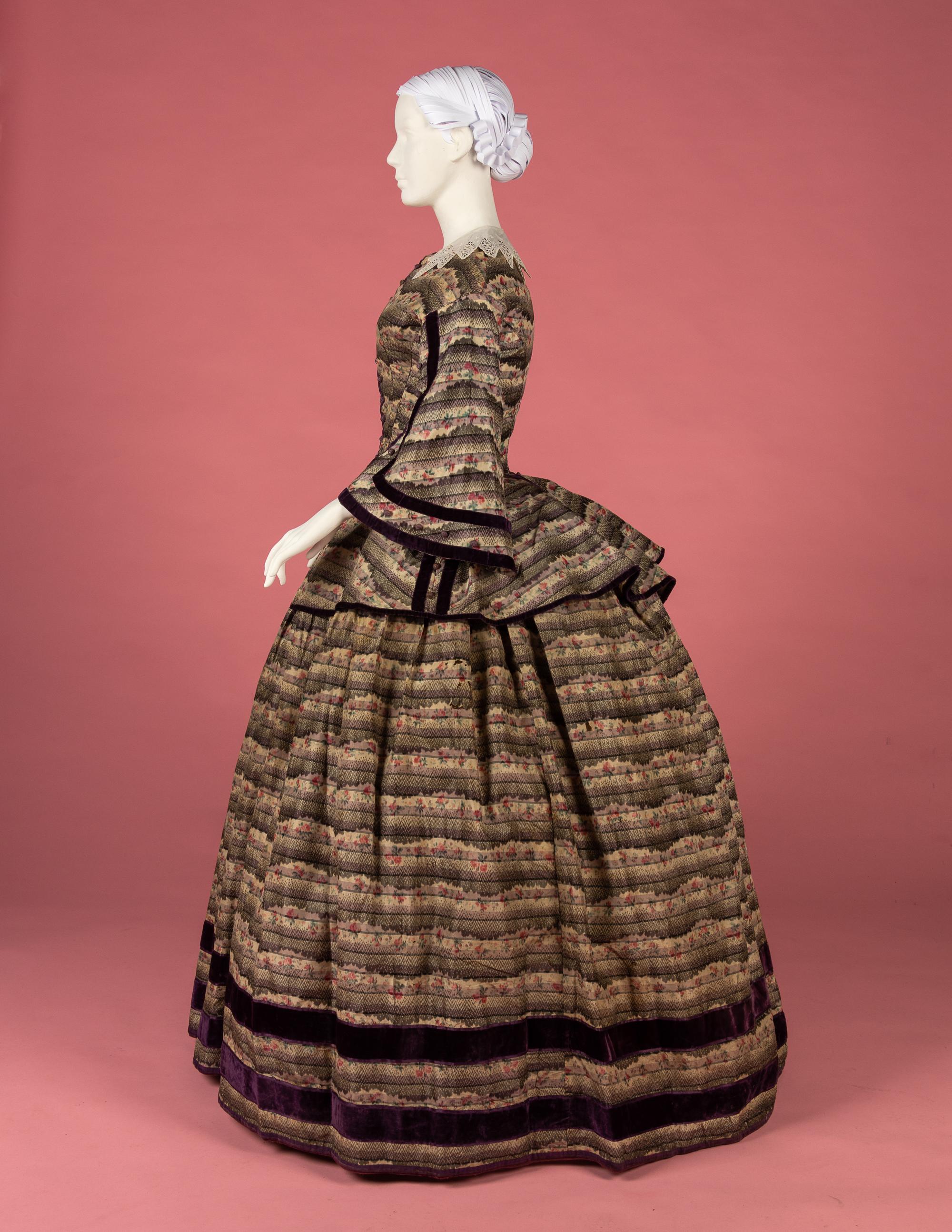 Silk Ikat Print Dress, 1850s