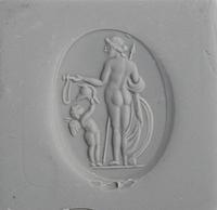 A Roman Nicolo Ring Stone with the Gods Aphrodite Areia and Eros — Set in a silver ring