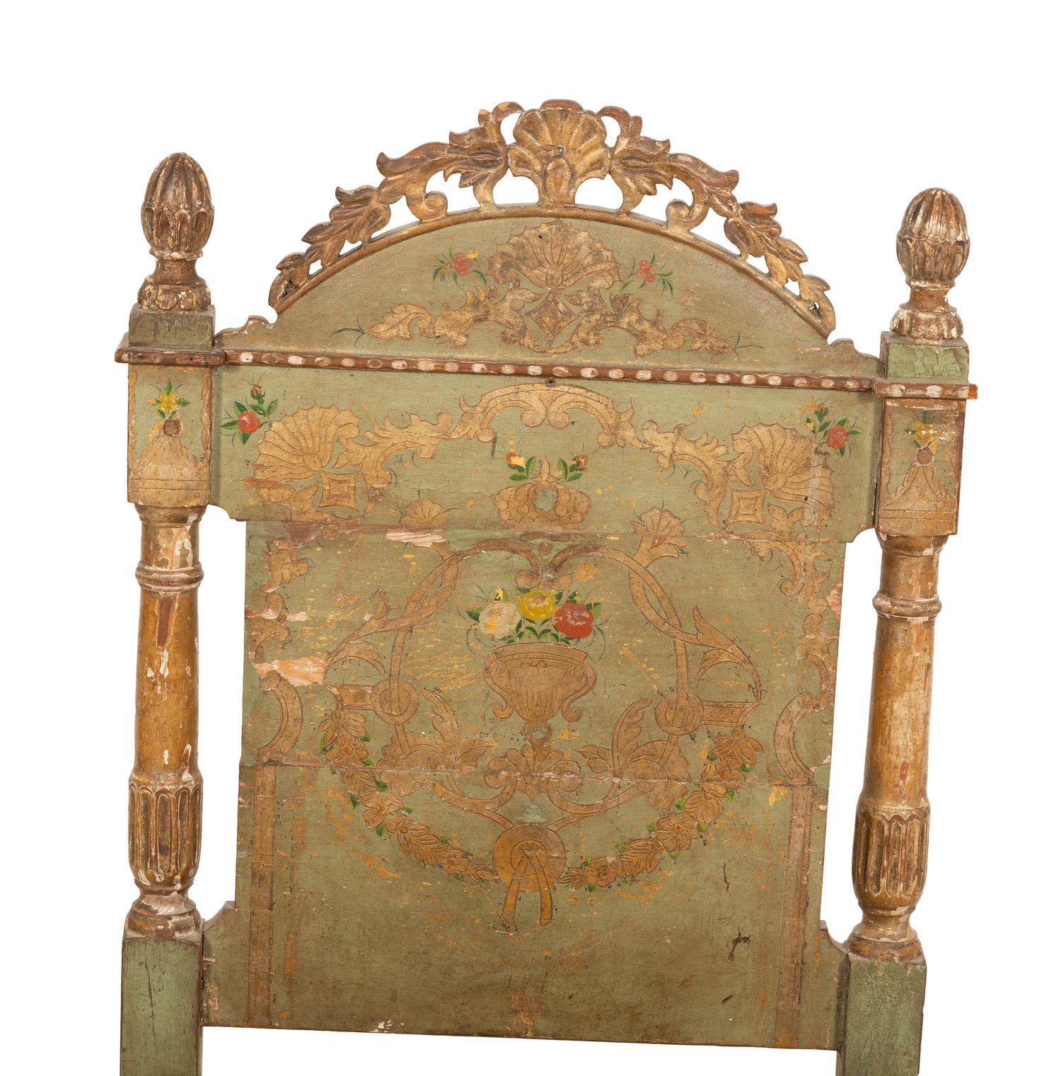 A Venetian Painted and Parcel Gilt Rocking Cradle