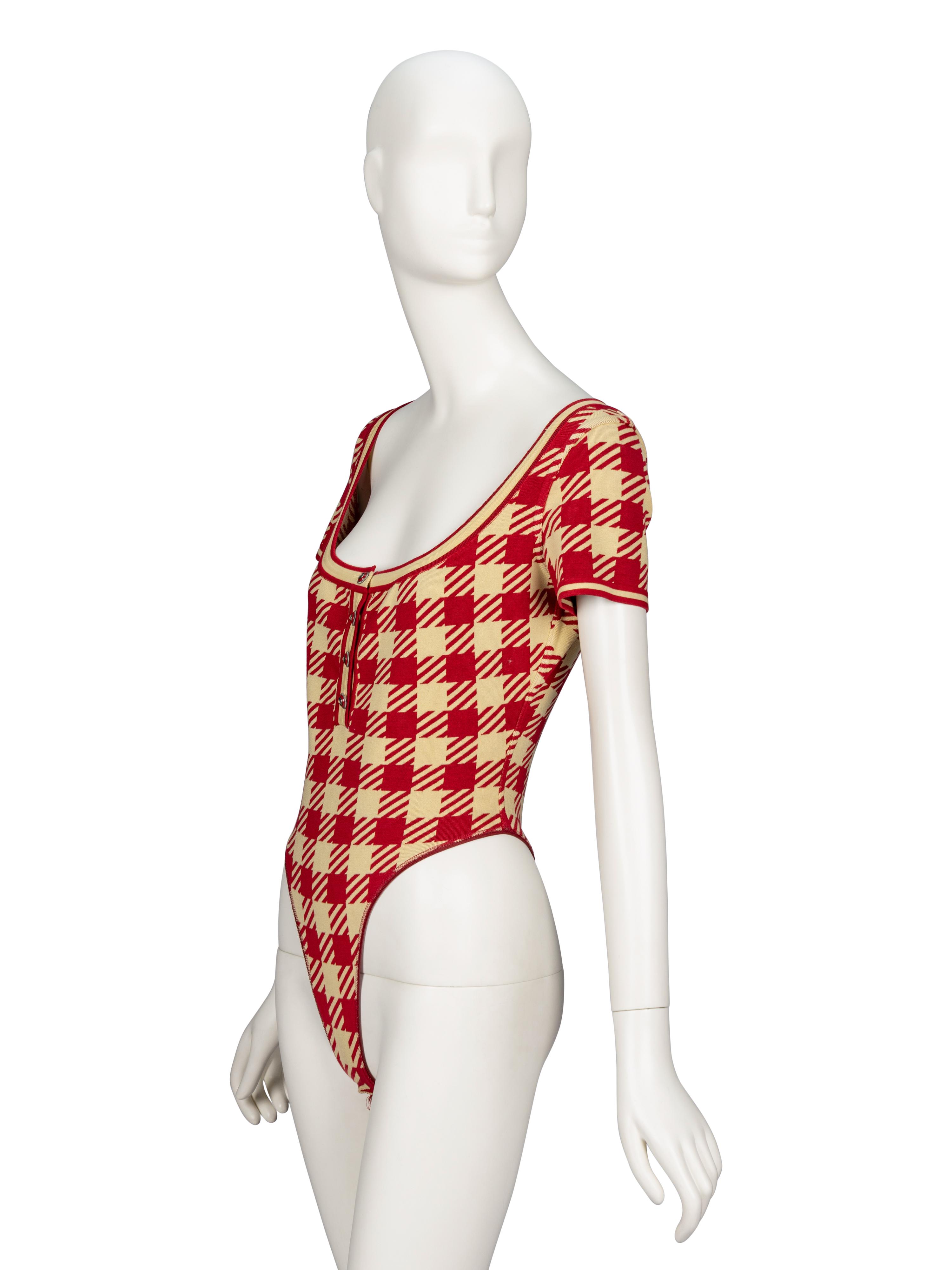 Alaïa, Red Gingham Knit Bodysuit, S/S 1991