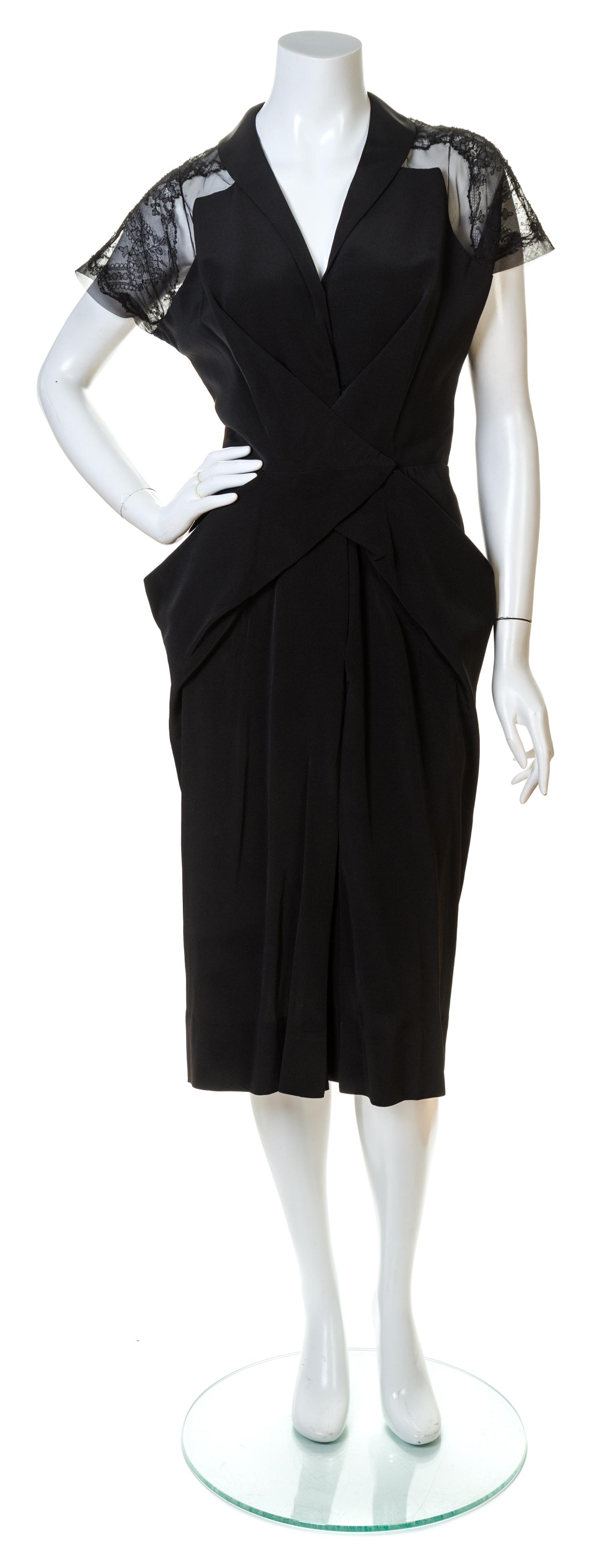 A Dorothy O'Hara Black Silk Wrap Cocktail Dress, No size.
