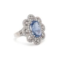 UNHEATED CEYLON SAPPHIRE AND DIAMOND RING
