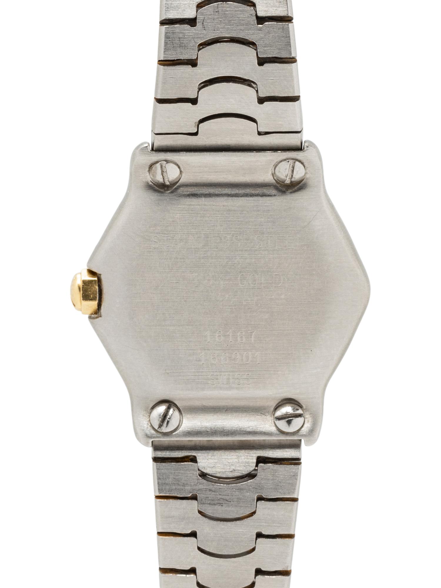 EBEL, STAINLESS STEEL, YELLOW GOLD AND DIAMOND 'WAVE' WATCH