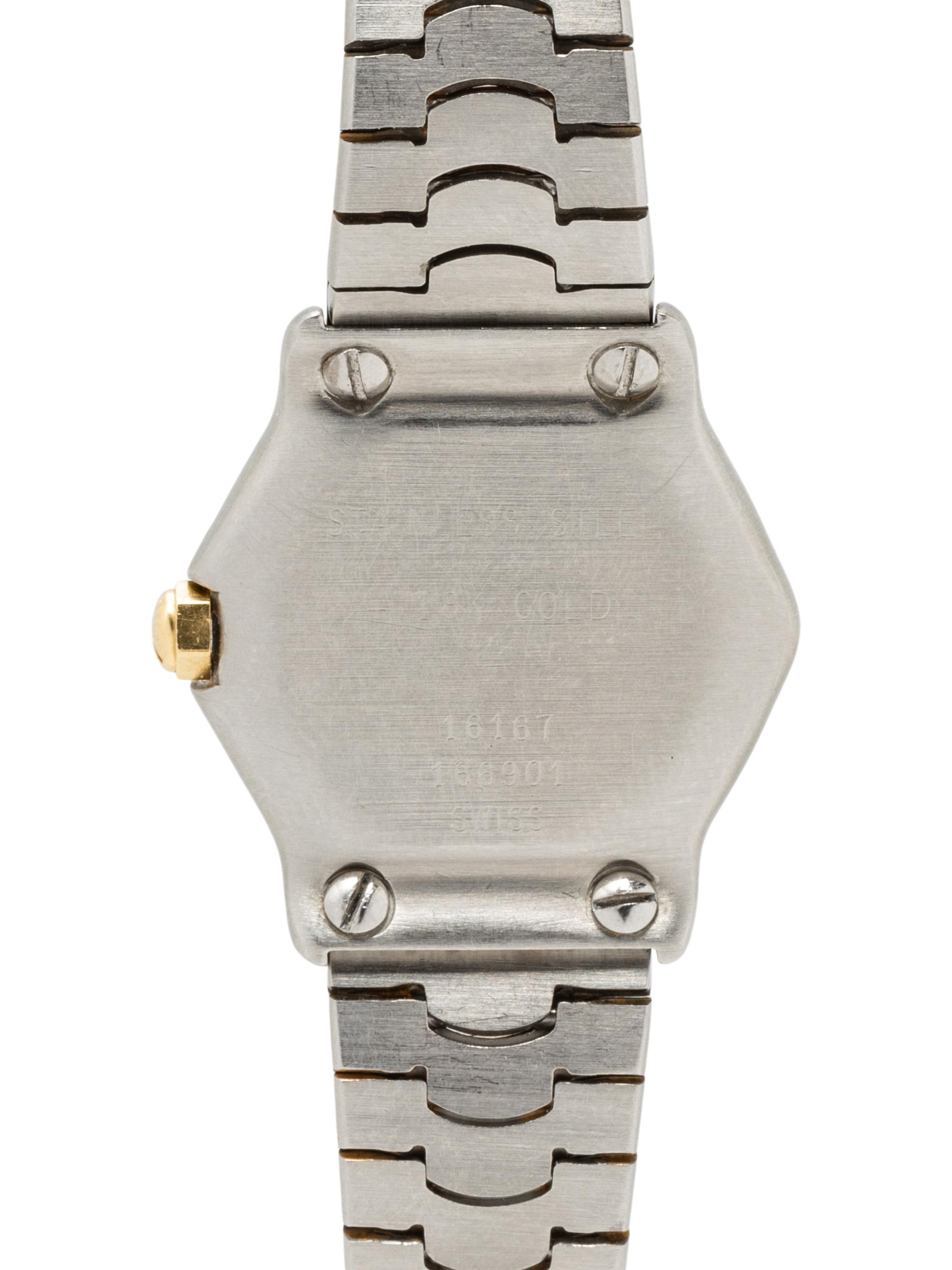 EBEL, STAINLESS STEEL, YELLOW GOLD AND DIAMOND 'WAVE' WATCH