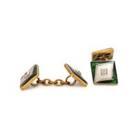 Bicolor Gold, Diamond, and Enamel Cufflinks