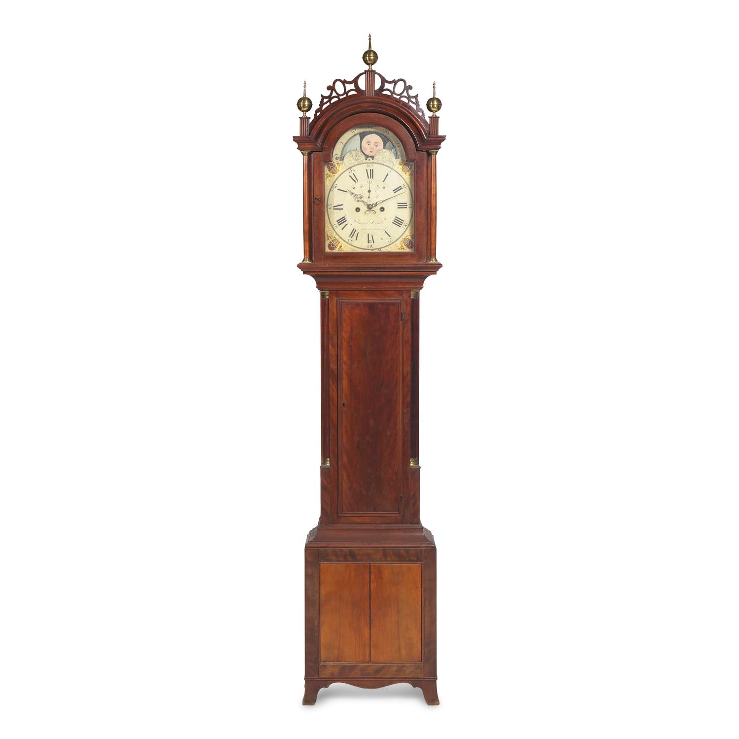 A Rare Federal Birch Tall Case Clock