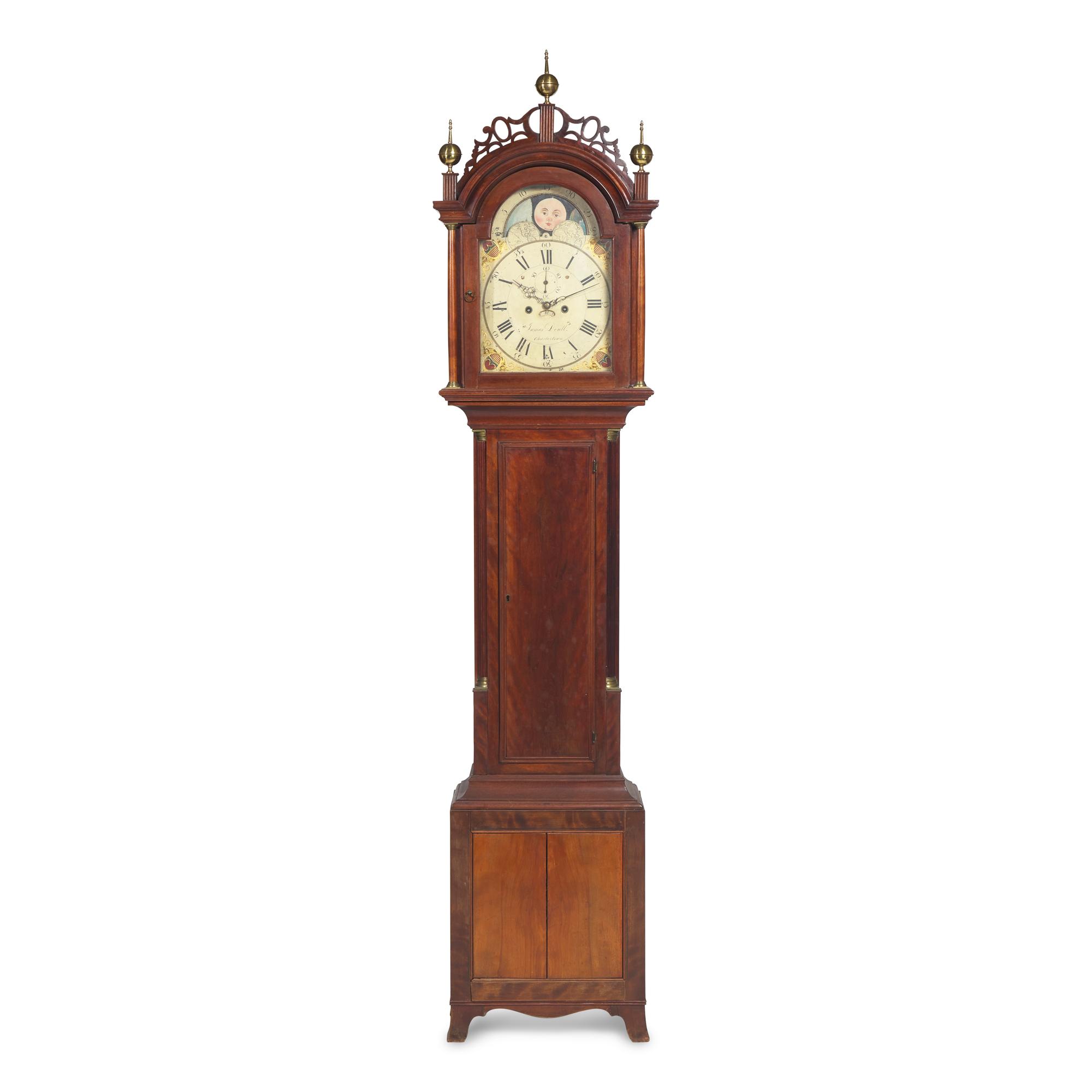 A Rare Federal Birch Tall Case Clock