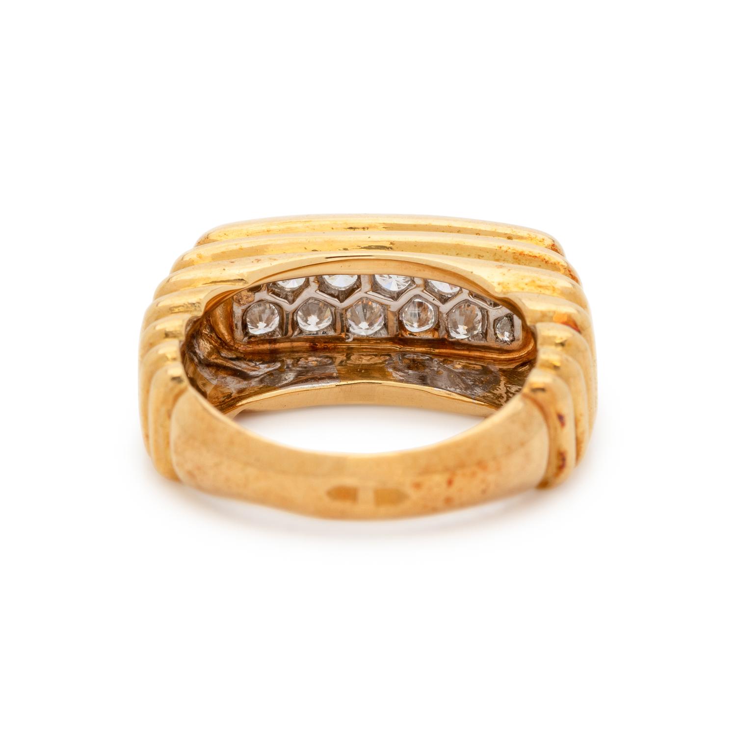 FRENCH, YELLOW GOLD, PLATINUM AND DIAMOND RING