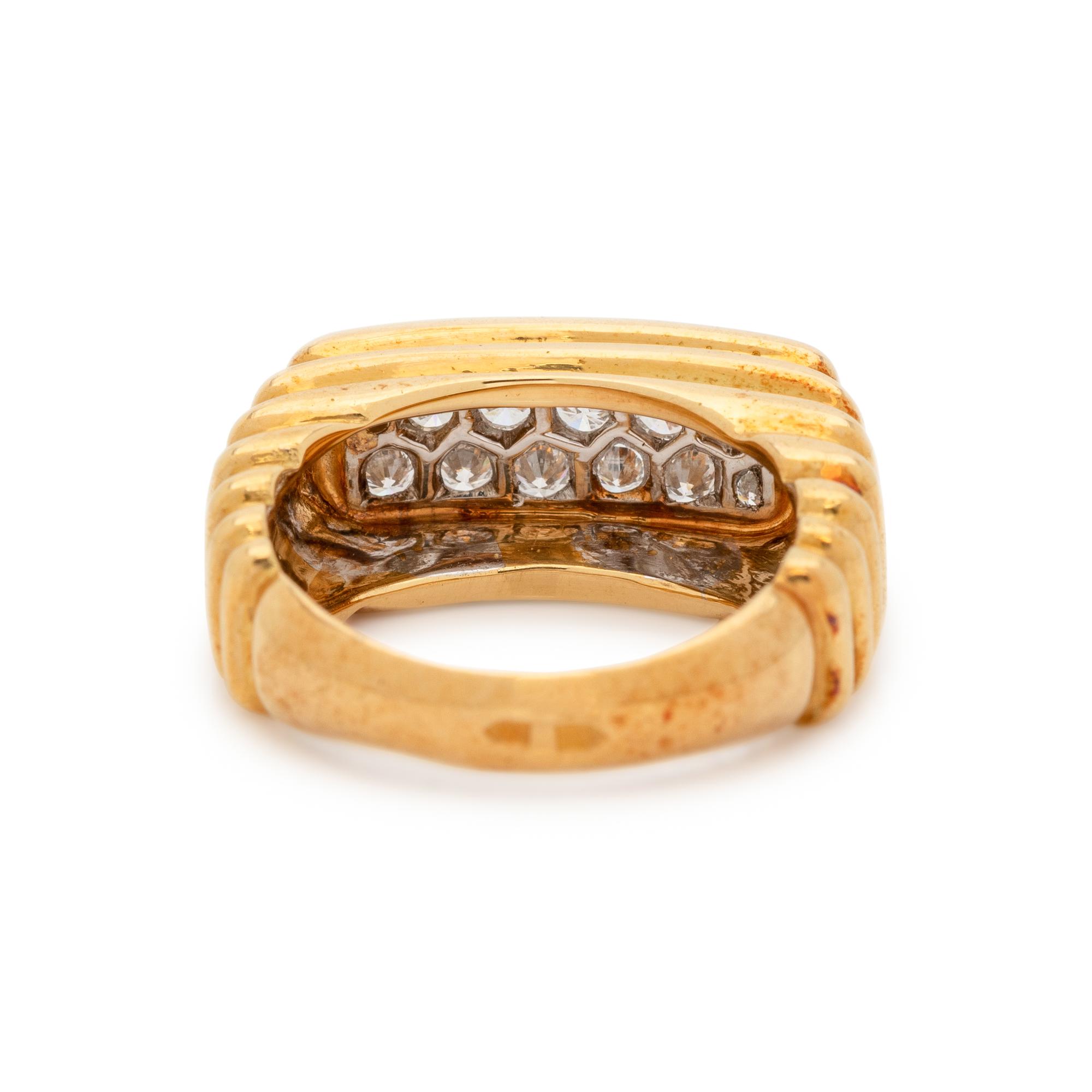FRENCH, YELLOW GOLD, PLATINUM AND DIAMOND RING