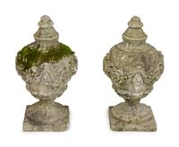 A Pair of Cast Stone Garden Urns