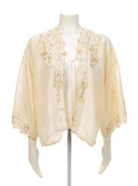 Embroidered Cream Silk Jacket with Crescent Moon and Star, 1910-30s