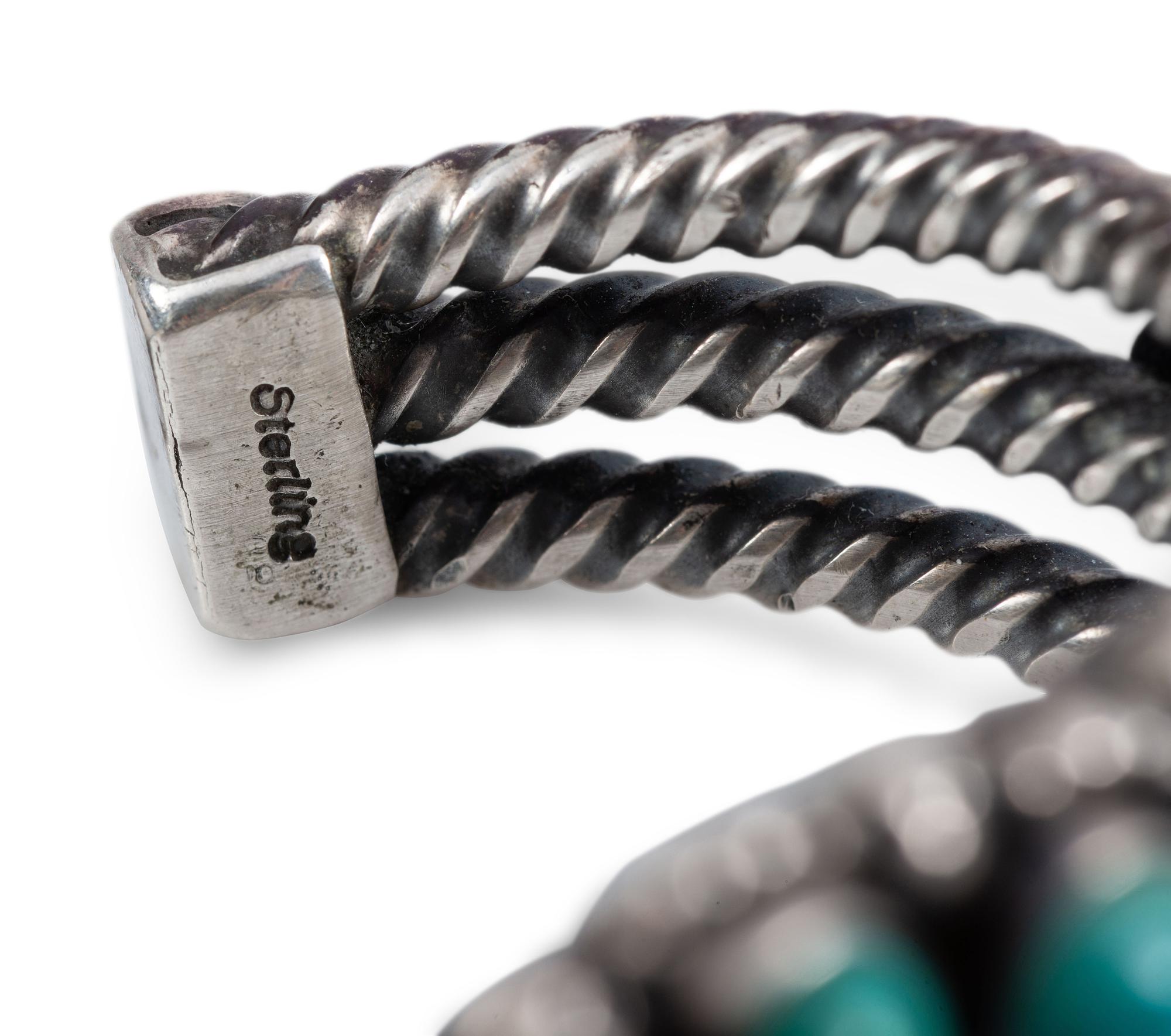 Navajo Silver Cuff Bracelets, with Inlay