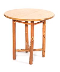 Three Vintage Hickory Round Tables Height of tallest 26 1/2 x diameter 28 inches