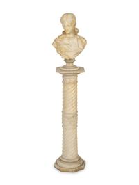 An Carved Marble Bust of Sarah Siddons, with Pedestal