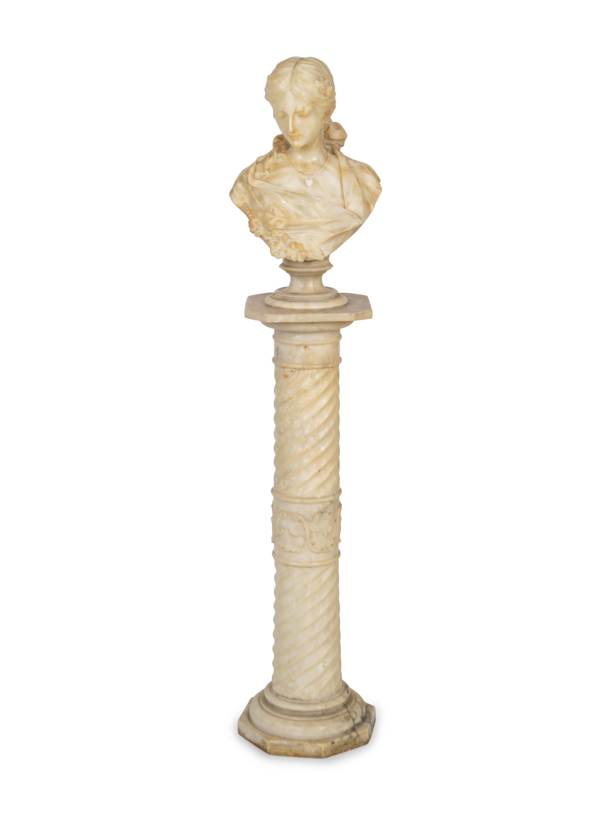 An Carved Marble Bust of Sarah Siddons, with Pedestal