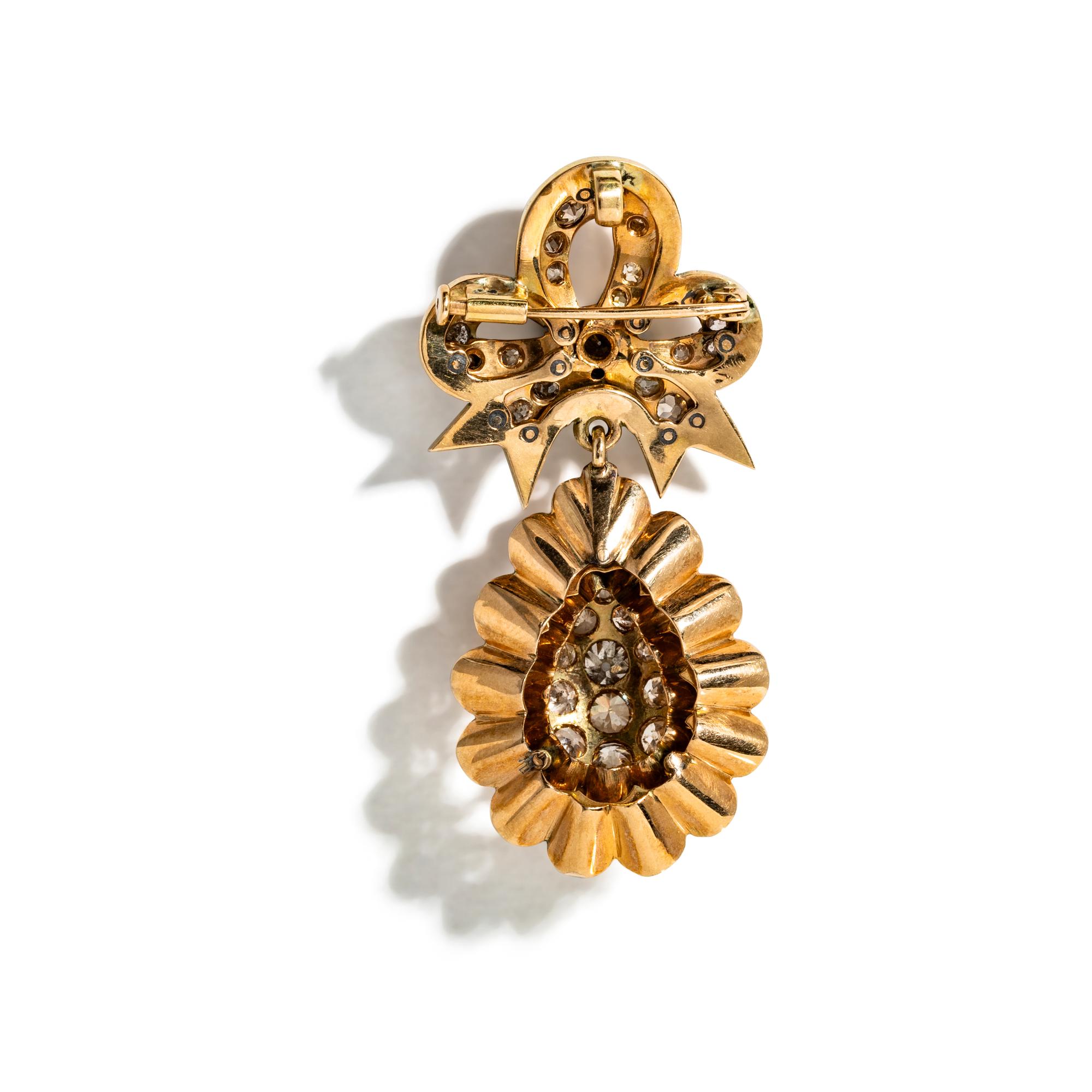 ROSE GOLD, DIAMOND, AND ENAMEL PIN PENDANT