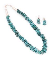 Single-strand Turquoise Nugget Necklace and Post Earrings