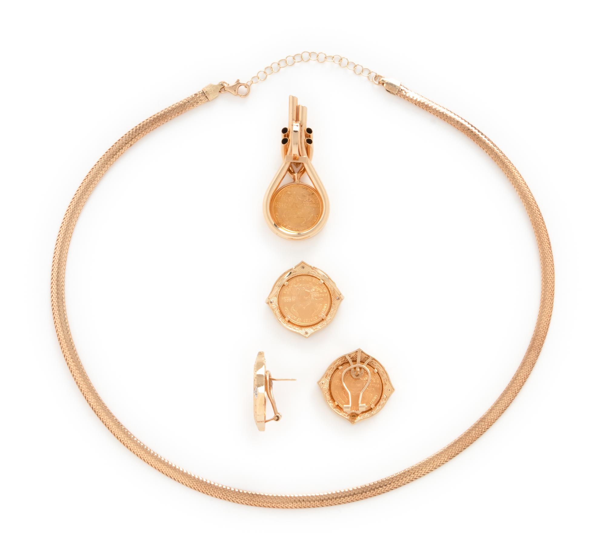 COLLECTION OF YELLOW GOLD AND COIN JEWELRY
