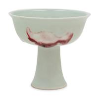 A Copper Red 'Three Fish' Stem Cup