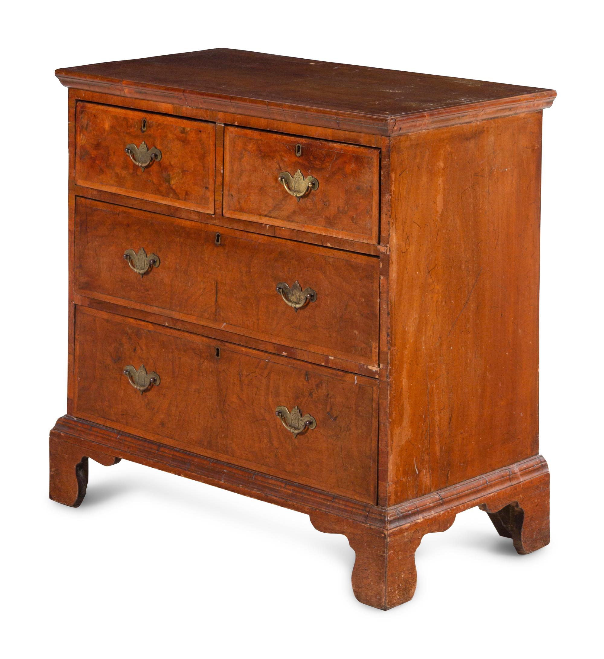 A George II Burl Walnut Chest of Drawers