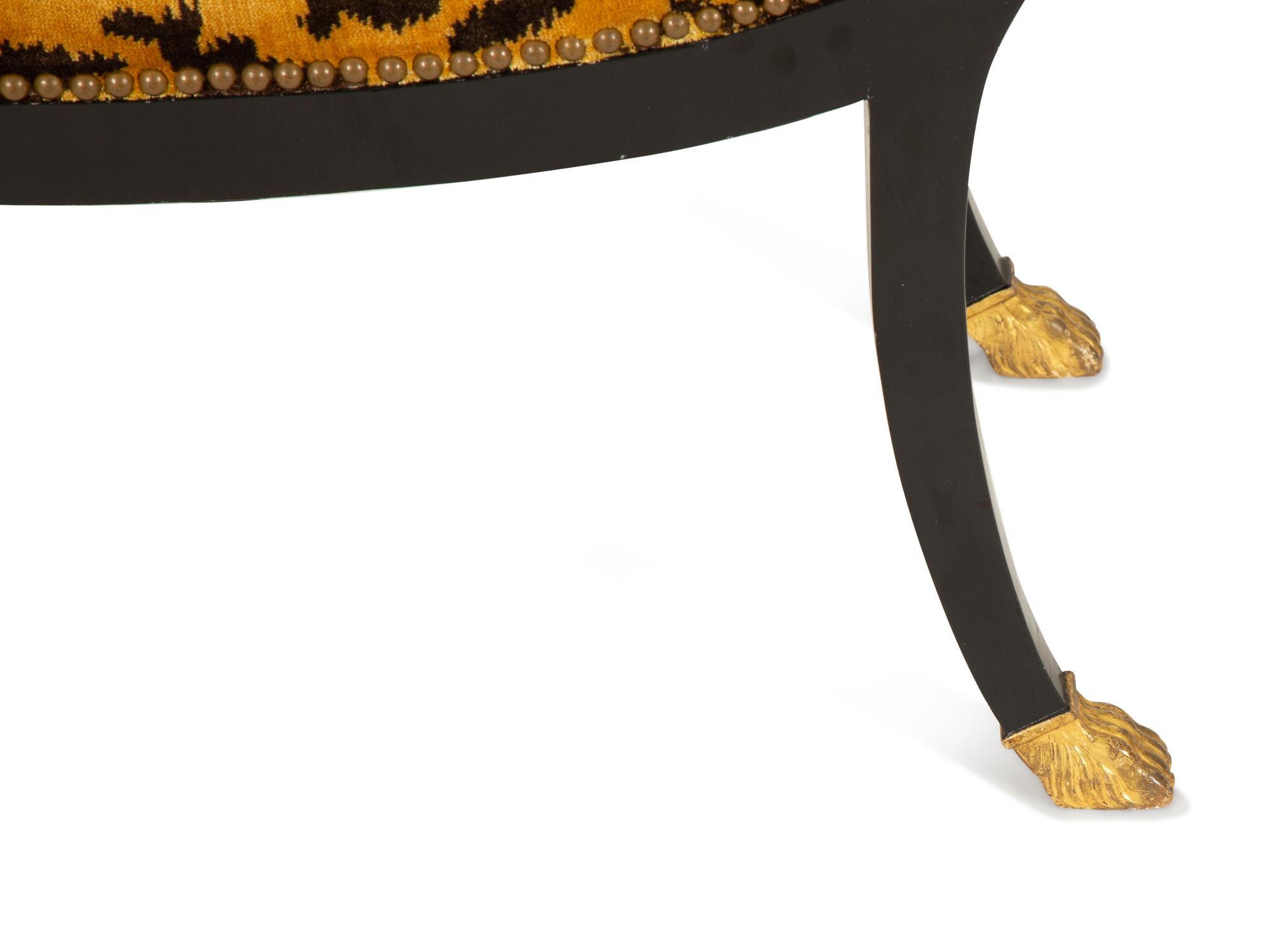 A Regency Style Parcel Gilt Ebonized Window Bench — 19th/20th Century