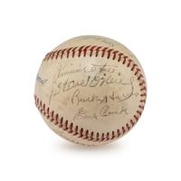 A Hall of Fame Multi Signed Autograph Baseball Including Ted Williams and Connie Mack