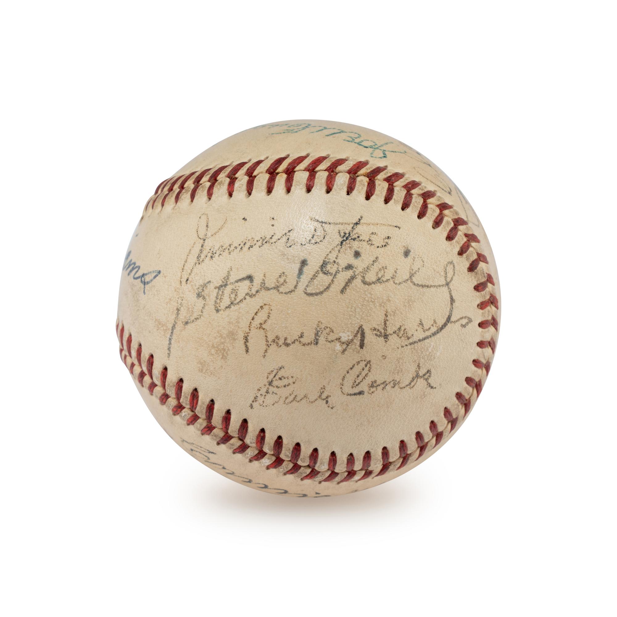 A Hall of Fame Multi Signed Autograph Baseball Including Ted Williams and Connie Mack