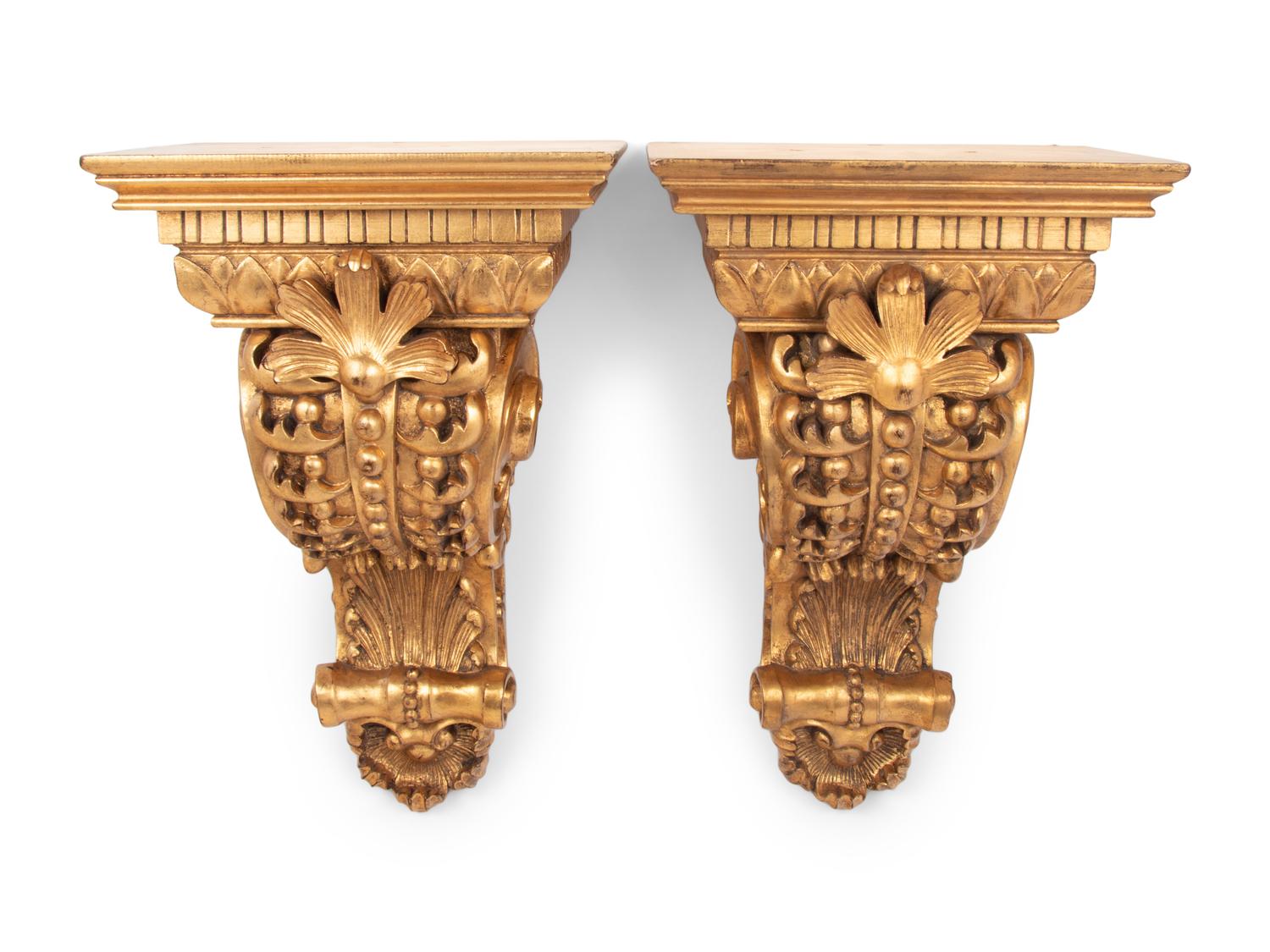 A Pair of Neoclassical Giltwood Brackets