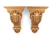 A Pair of Neoclassical Giltwood Brackets