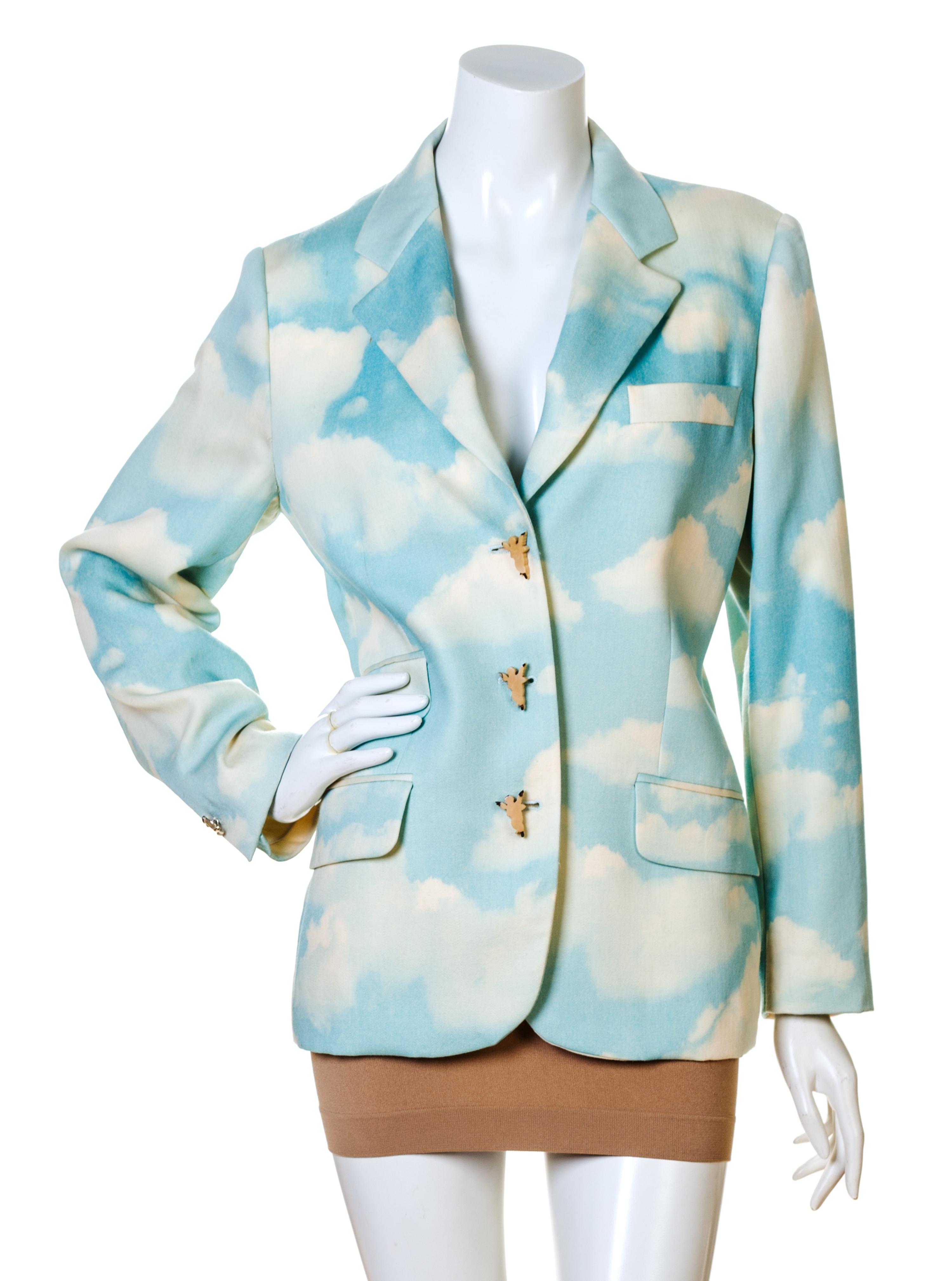 A Moschino Wool Cloud Print Jacket, Size 10.