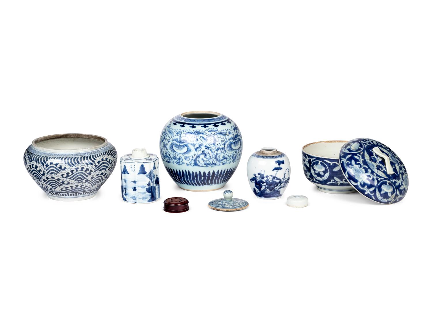 A Group of Blue and White Porcelain Articles