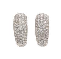 A Pair of 18 Karat White Gold and Diamond Hoop Earrings, 4.70 dwts.