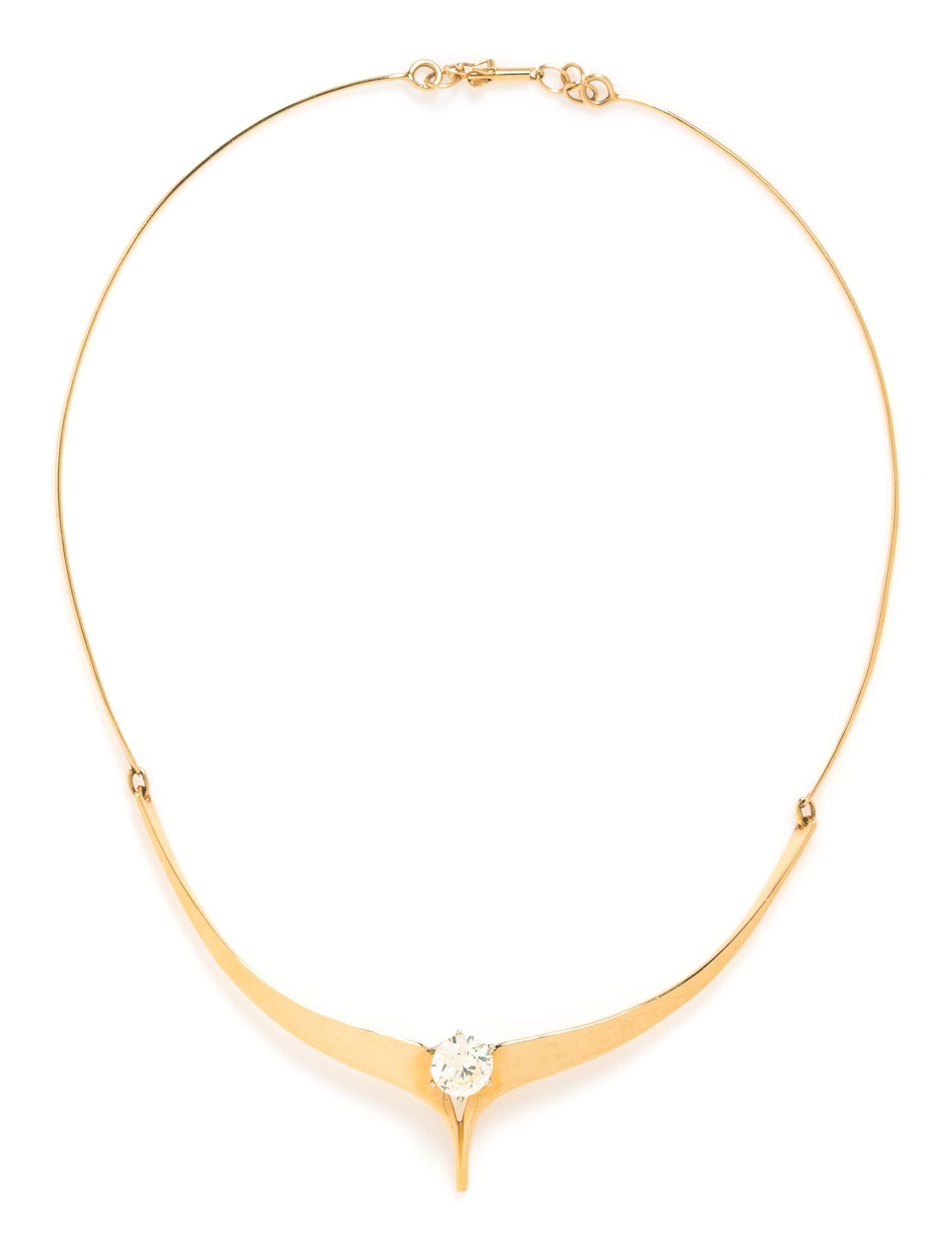 A 14 Karat Yellow Gold and Diamond Collar Necklace, 9.40 dwts.