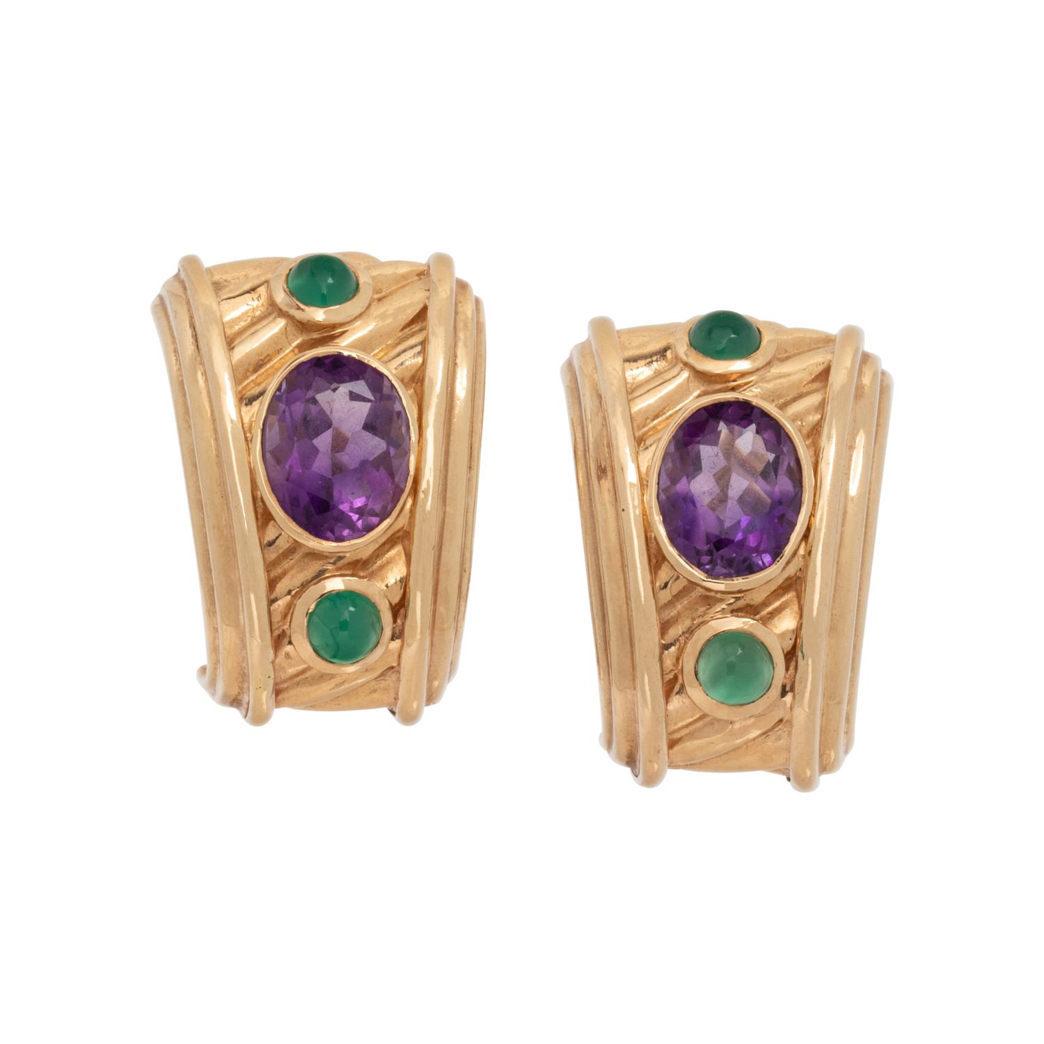YELLOW GOLD AND AMETHYST EARRINGS