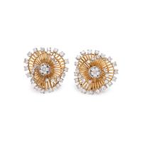 YELLOW GOLD AND DIAMOND EARCLIPS