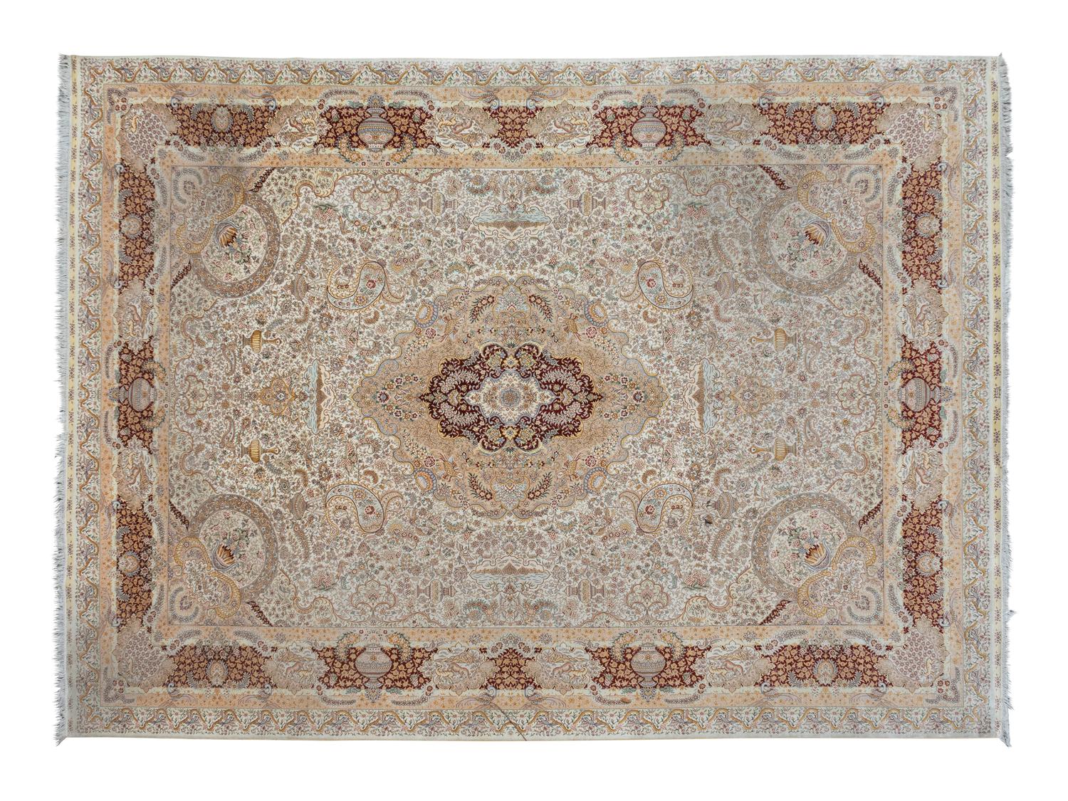 A Chinese Silk Rug of Tabriz Design — 20TH CENTURY