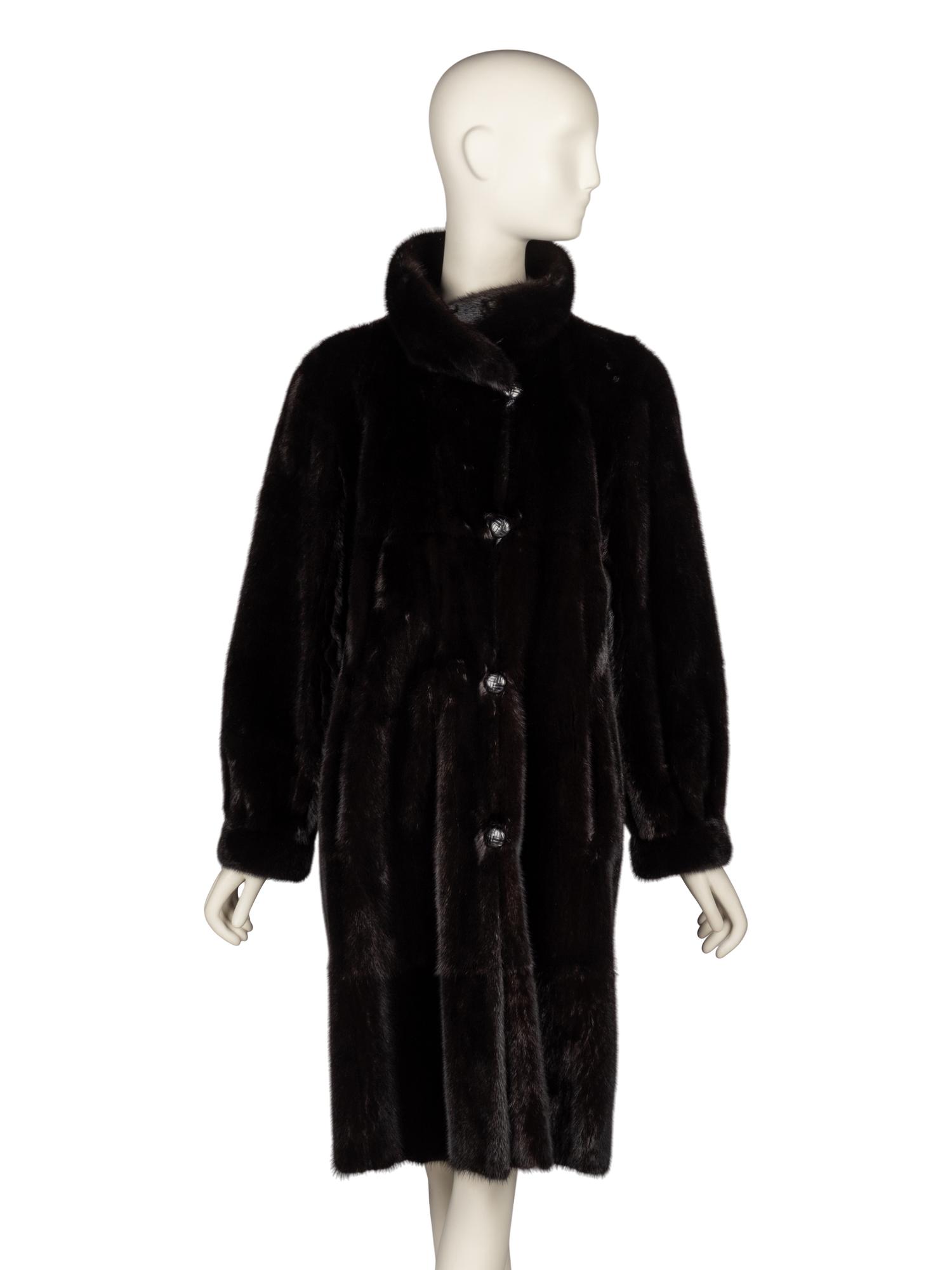 Linnanen, Reversible Mink Fur & Blue Leather Coat