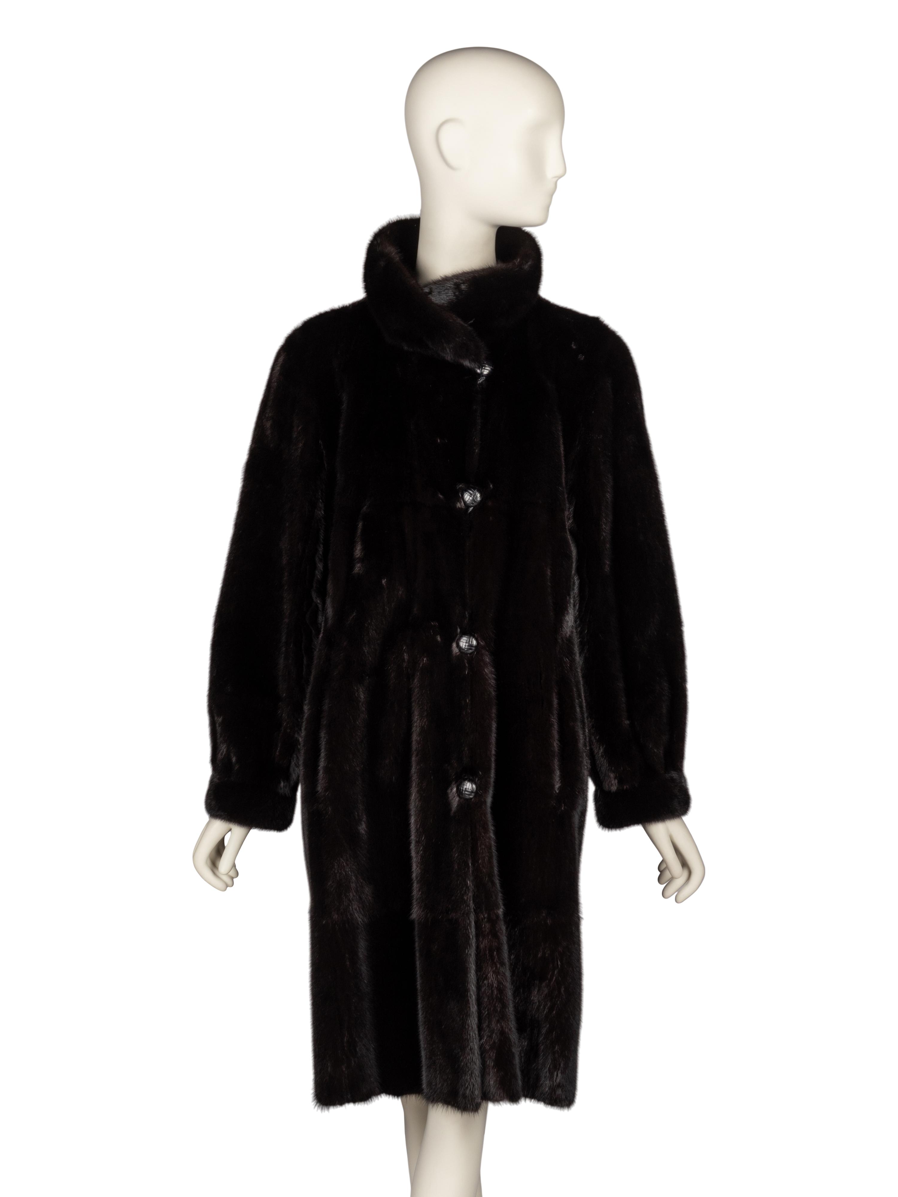 Linnanen, Reversible Mink Fur & Blue Leather Coat