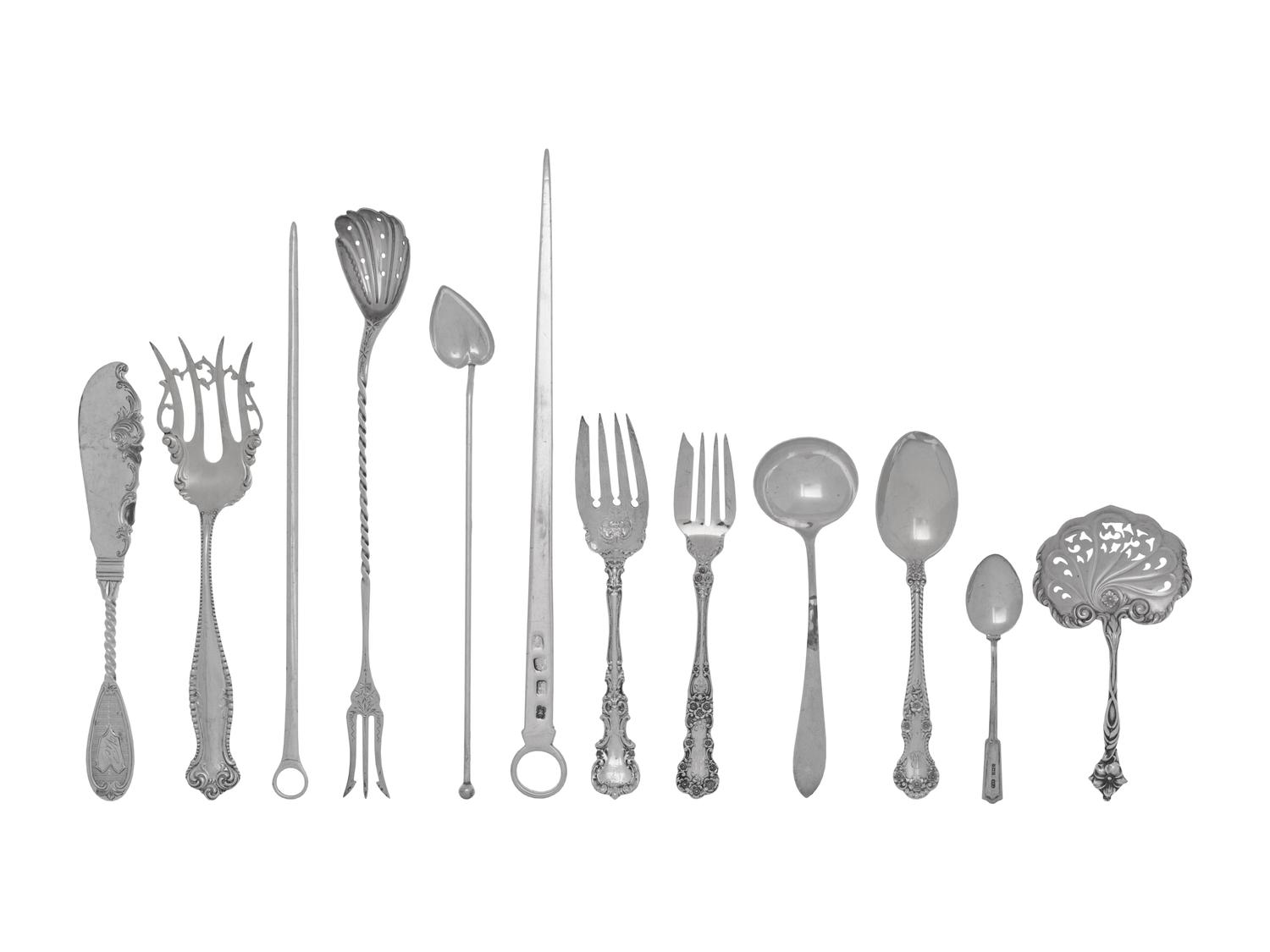 A Collection of American Silver Flatware Articles