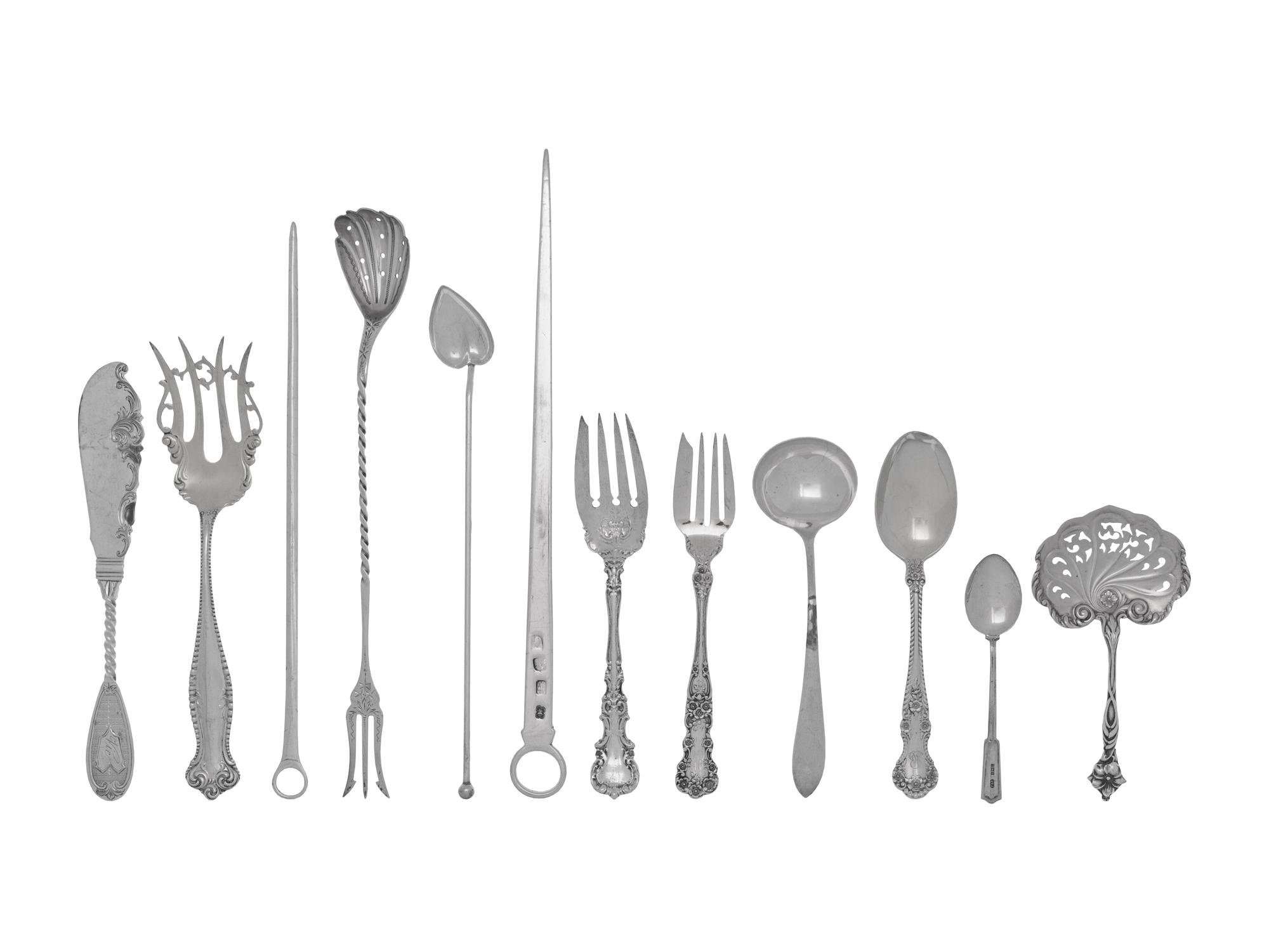 A Collection of American Silver Flatware Articles
