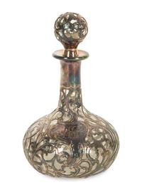 An American Silver Overlaid Glass Scent Bottle