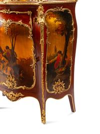 A Louis XV Style Vernis Martin Marble-Top Cabinet