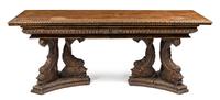 An Italian Renaissance Walnut Twin Pedestal Table Height 32 x width 87 x depth 29 1/2 inches. — 16TH/17TH CENTURY