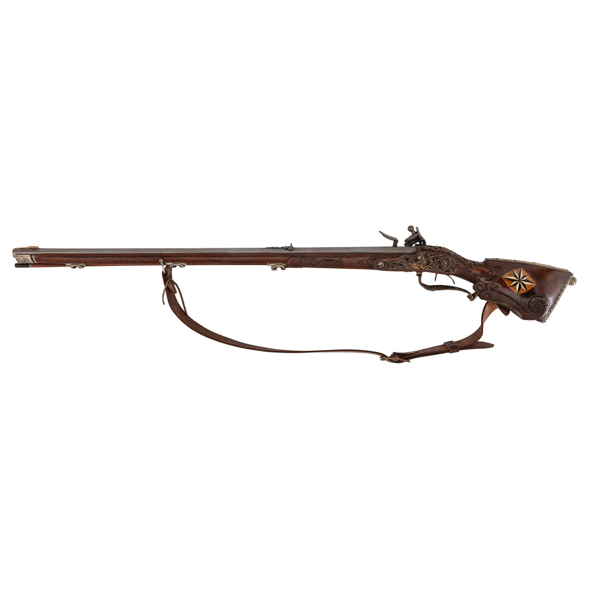 Contemporary Cheekstock Flintlock Rifle with Compass Inlay by John B. Derrick (American, b.1936)