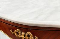 A Pair of Louis XV Style Gilt Bronze Mounted Marble-Top Vitrine Cabinets