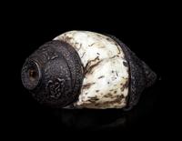 A Chinese Silvered Mounted Conch and A Silvered Metal Inlaid Basin